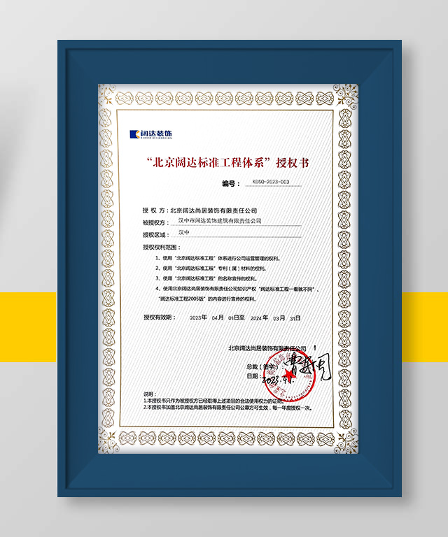 闊達授權(quán)證書