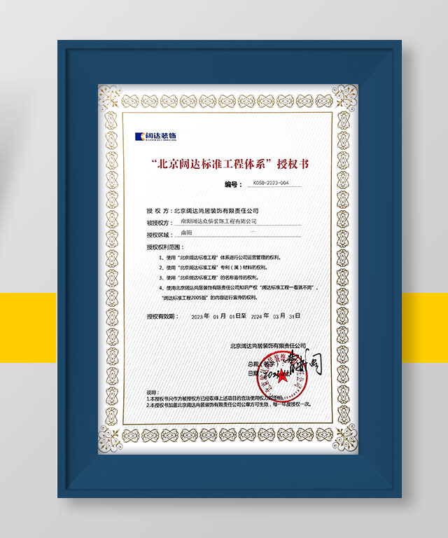 闊達授權(quán)證書